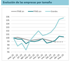 gráfico de Evolución de las empresas por tamaño